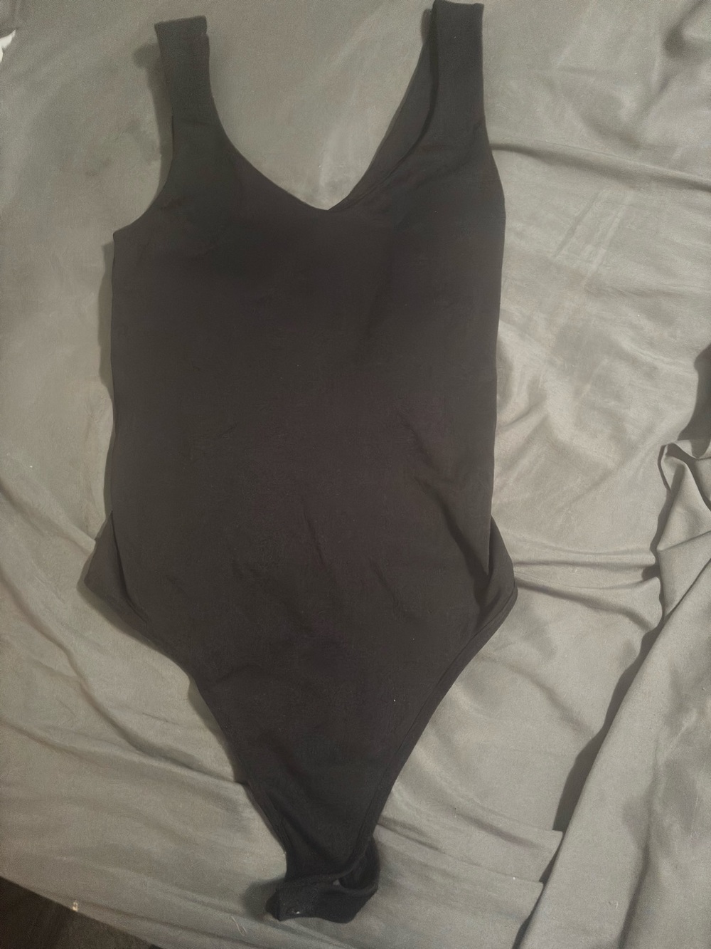 Eye Candy Black V-neck Thong Bodysuit